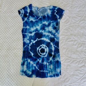 Milano Cap Sleeve Blue & White Top Size M